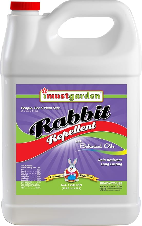 I Must Garden Rabbit Repellent: Mint Scent Rabbit Spray for Plants & Lawns – 1 Gallon Ready to Use Refill