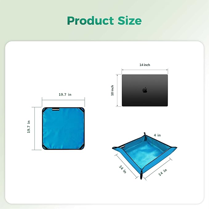 Large Plant Transplanting Mat - Thickened Waterproof Potting Mat, Succulent Gardening Mat, Portable Repotting Mat for Mess Control, Indoor Outdoor Use (PVC-Blue 19.7"x19.7")