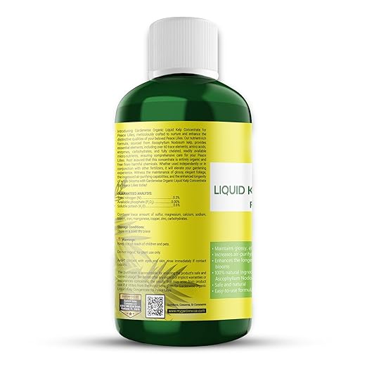 GARDENWISE Organic Premium Kelp Seaweed Fertilizer for Peace Llily - Liquid Plant Food - Nutrient-Rich Soil Enhancer - Natural Plant Food for Spathiphyllum (8 OZ)