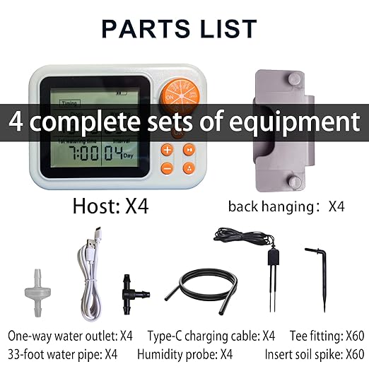 Drip Irrigation kit Indoor Plant Irrigation System Automatic Plant Waterer Plant Humidity Sensor Timer Water drip System kit to Growing Tent IKEA self Watering Automatic Mister kit Greenhouse(4 Sets)