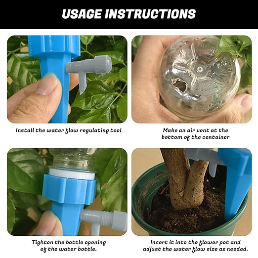 10 Pack Self Watering Spikes for Plant Drip Irrigation System with Adjustable Valve Automatic Waterer for Indoor & Outdoor Pots Self Watering Planter Insert Alternative to Watering Globes
