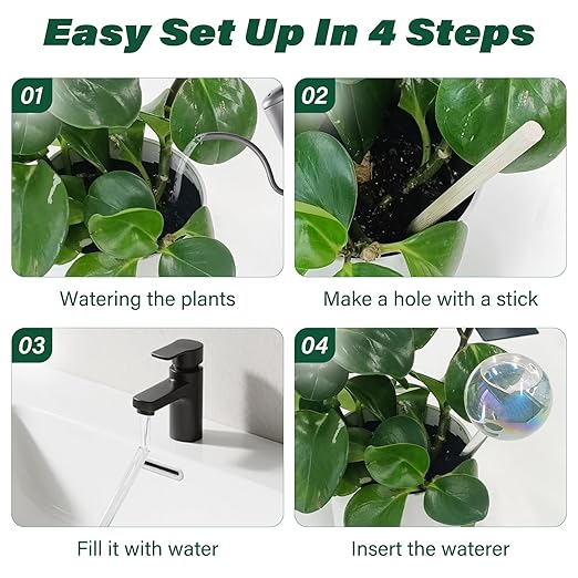 2 Pcs Glass Self Watering Globes, Iridescent Automatic Plant Waterer Bulbs Devices for Indoor & Outdoor Plants, Slow Release Watering Devices System for Various Plants