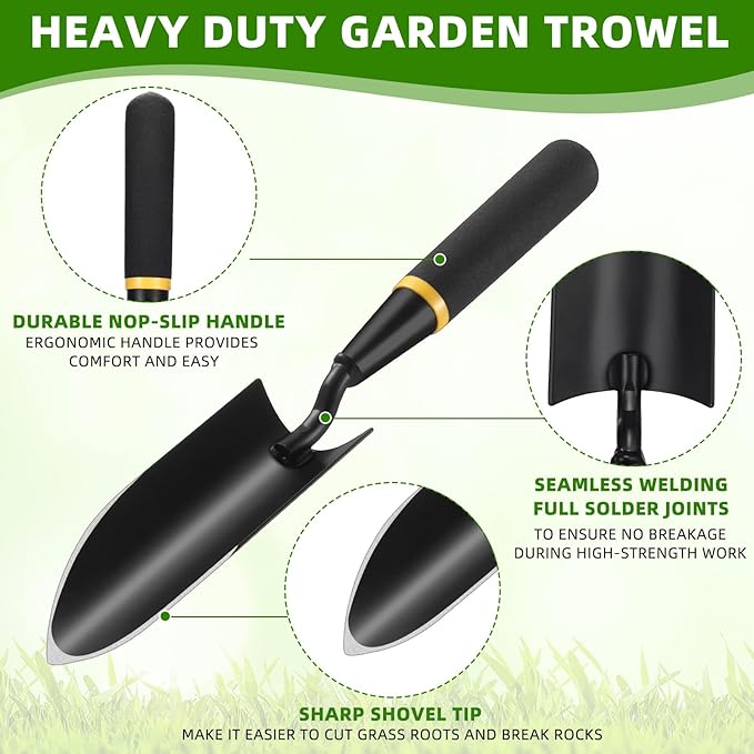 20 Pcs Garden Hand Trowel Heavy Duty Carbon Steel Garden Shovels Tools with Resin Rubberized Handle for Camping, Digging, Soil Planting, Transplanting, Lawn Yard Farm (Narrow Trowels)