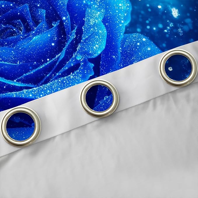 Feelyou Galaxy Blue Rose Window Drapes Romantic Rose Floral Curtains for Women Girls Valentine's Day Blackout Curtain Modern Luxury Window Treatments 52W X 84L,2 Panels