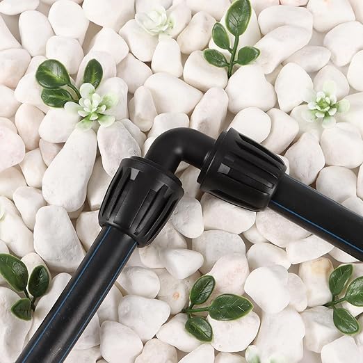 RedChili 14 Pcs 1/2 Inch Irrigation Tubing Elbow Fittings, (1/2" ID x0.6-0.65" OD) 16mm Drip Tubing Barbed Locked Nuts Connectors Anti-Drop 1/2" 90 Degree Elbow Parts for Garden Lawn Irrigation System