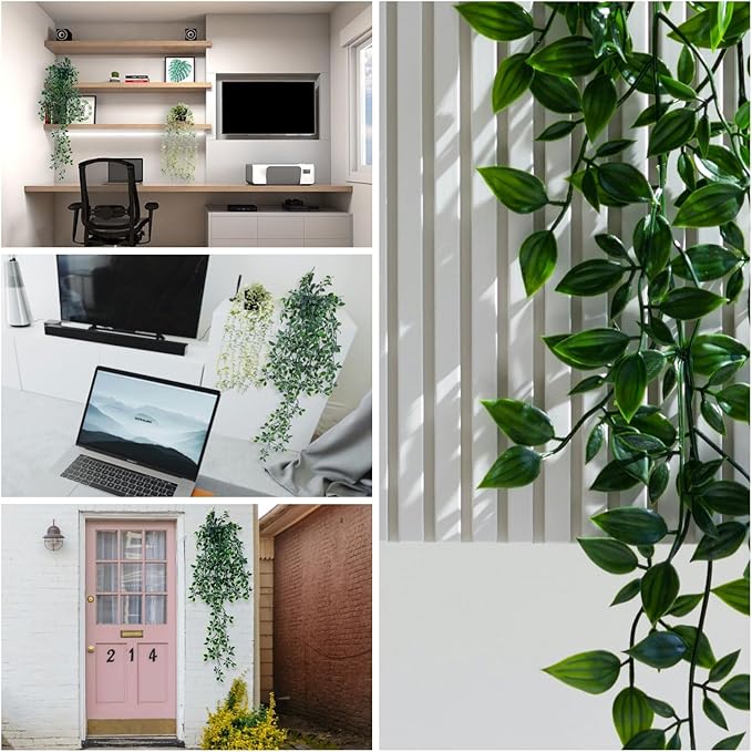 Freyalife Fake Plants Artificial Mandala Vine Faux Hanging Potted Plants for Farmhouse Modern Boho Room Living Office Coffee Bathroom Desk Wall Book Shelf Indoor Aesthetic Home Decor (1Pack)
