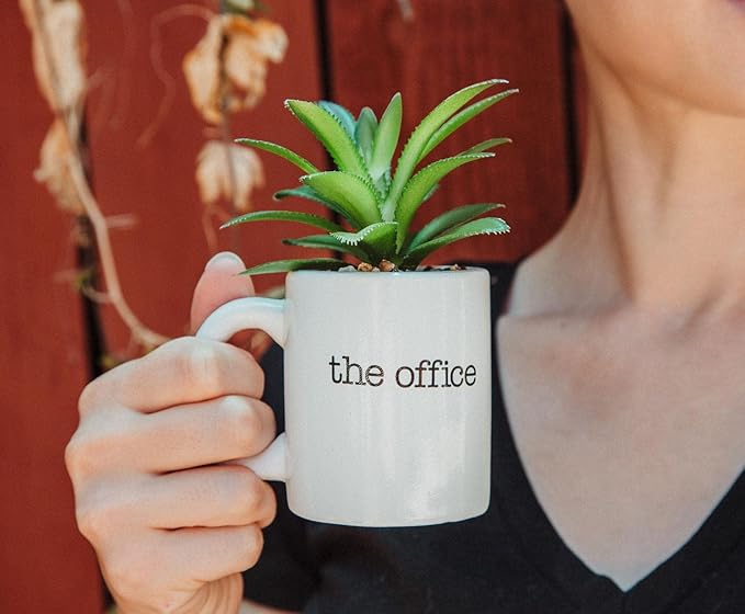 Silver Buffalo The Office World's Best Boss Decorative Artificial Faux Greenery Plant in Ceramic