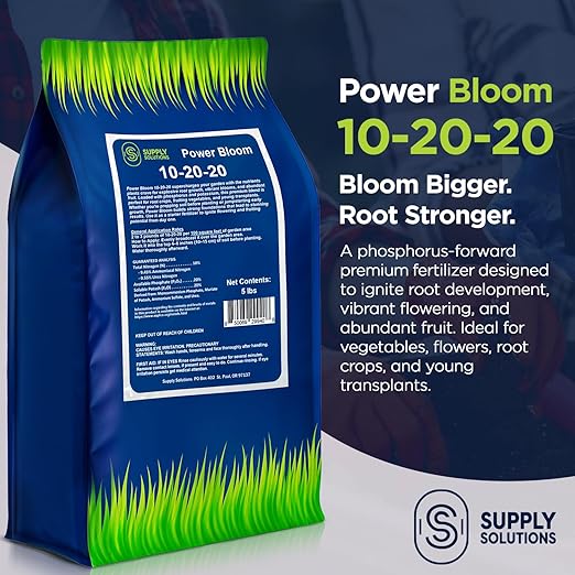 Supply Solutions | Power Bloom 10-20-20 Fertilizer | Bloom Booster Fertilizer for Flowers and Plants, High Phosphorus NPK Fertilizer for Vegetable Garden, Fruit Tree and Flower Fertilizer (5 Pounds)