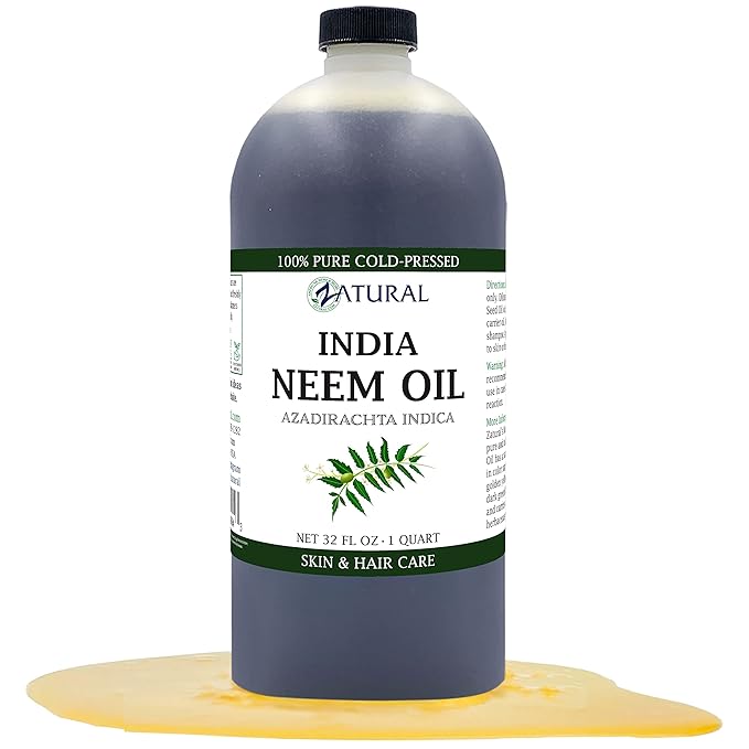 Zatural 100% Pure Neem Seed Oil | Cold Pressed, Undiluted Natural Oil for Skin Conditioning, Hair Moisture & Botanical Blending (32 Fl Oz)