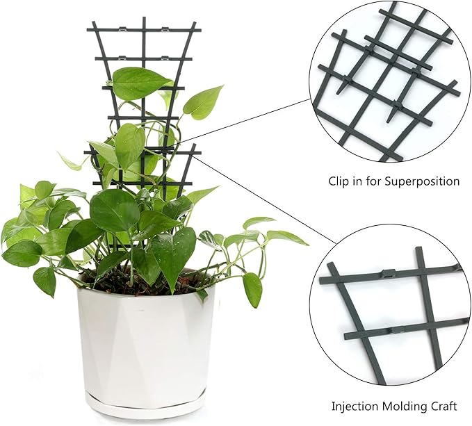 Feitore Mini Plant Trellis Garden Trellis for Climbing Plants Outdoor Plastic Superimposed Potted Plant Support Flower Supports (4 Pcs)