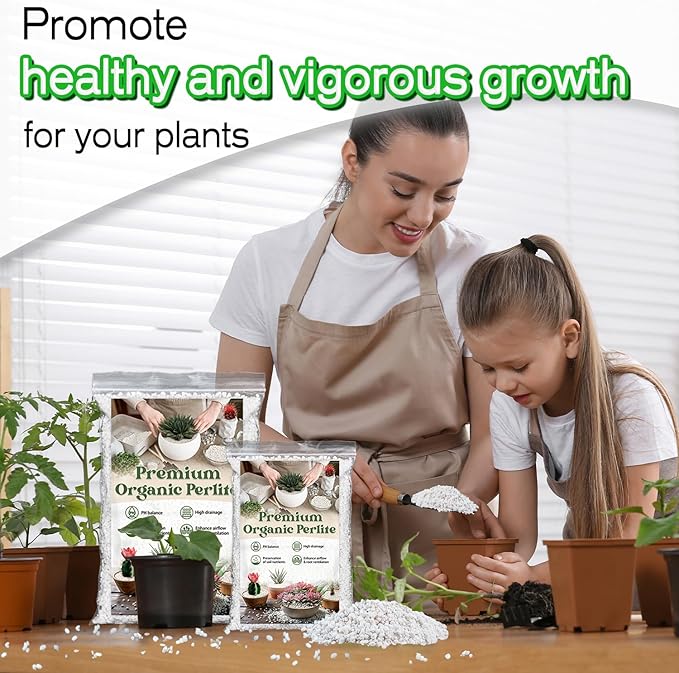 Perlite,Premium Oraganic Perlite Soil Amendment for Plant,Porous Volcanic Rock, Aeration & Drainage Enhancer, Ideal for Succulents, Flower Plants, Hydroponics-2 QT