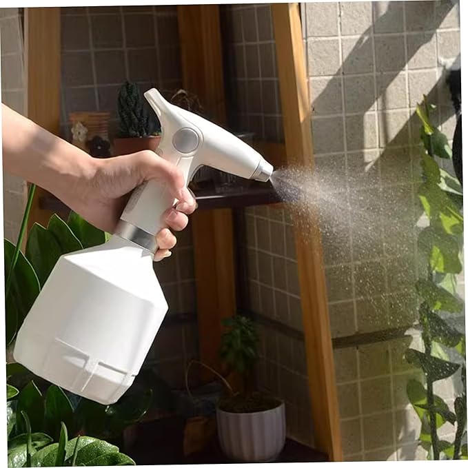 Electric Sprayer, 1000ml Electric Spray Bottle with Adjustable Nozzle, Waterproof Water Sprayer, Rechargeable Plant Mister for Garden Indoor Outdoor, White