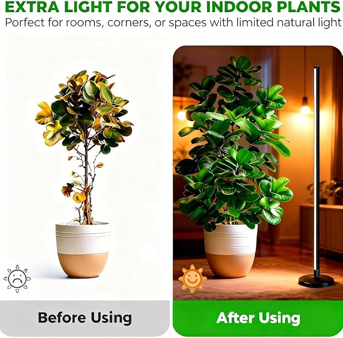 2 Pack LED Grow Lights for Indoor Plants Full Spectrum, 48W 65 Inch Plant Lights for Seed Starting with Timer and 10 Level Dimmable Standing Plant Growing Lamp for Greenhouse with Hanging Accessories