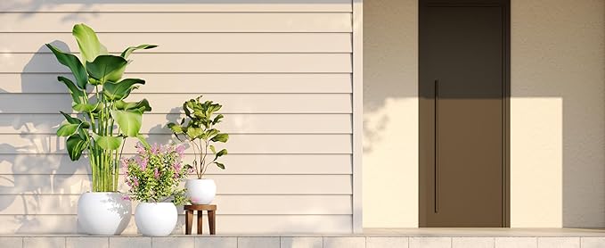 DTY Mount Sherman 16.1'' D x 13.6'' H (Pot Opening 11.8") Fiberstone Round Planter with Drainage Hole, Smooth Finishes, Weather Resistant for Indoor and Outdoor, 2 Extra Coco Mats - White, Medium