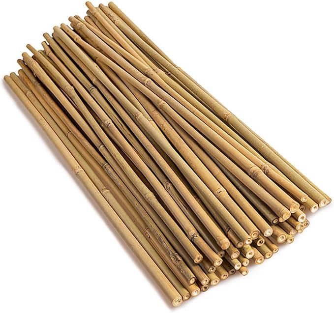 18in Natural Bamboo Plant Stakes 50pcs for Tomatoes, Beans, Flowers, Potted, Climbing Plants