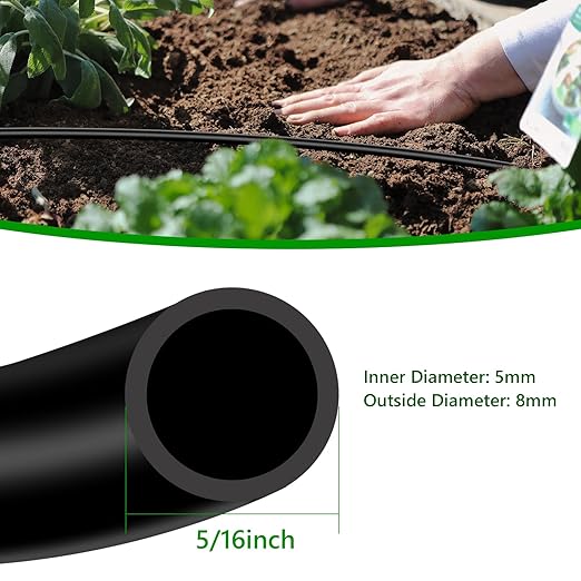 5/16 Inch Blank Drip Irrigation Tubing, 60FT Distribution Hose for Garden, Greenhouse & Raised Beds, Flexible UV-Resistant Watering Line for Drip Irrigation Systems