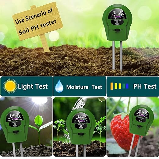 2Pcs Soil Moisture Meter,3 in 1 Moisture Meter for Plants, Tester for Moist, Light,Nutrients, pH, Soil Test Kit, Great for Garden, Lawn, Farm, Indoor & Outdoor Use, No Battery Required