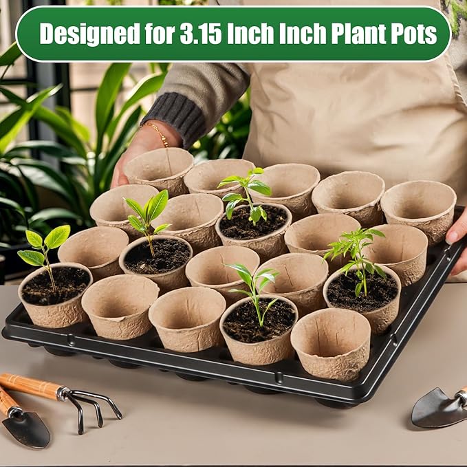 RooTrimmer 20 Cell Plant Trays for Carrying 3 inch Round Nursery Pots, Sturdy Plastic Trays Suitable for Holding 200 pcs Peat Pots (10 Packs)