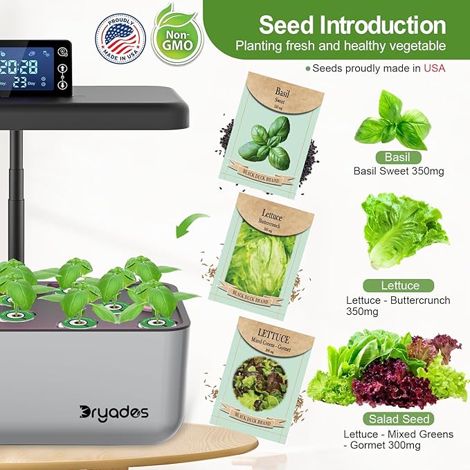Hydroponics Growing System Kit with Seeds: 12 Pods Indoor Herb Garden Kit with LED Grow Light Plant Germination Kit Aeroponic Healthy Fresh Herbs Vegetables Hydroponic Planter for Home Kitchen Office