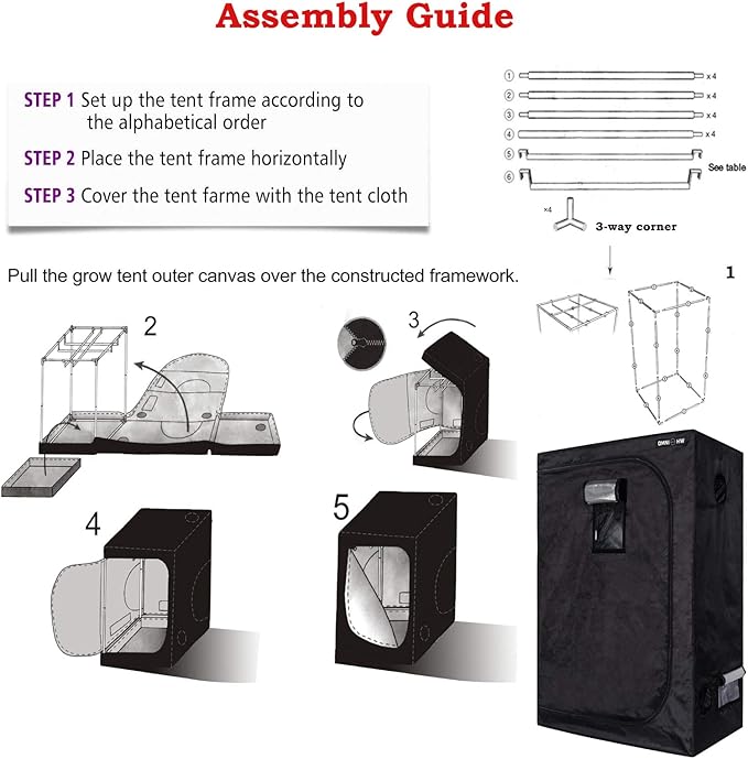 OmniHW Heavy Duty Grow Tent 24" x 48" x 60", 1680D Canvas Reflective Mylar Professional Indoor Growing Tents with Observation Window and Removable Floor Tray for Indoor Hydroponic Plant - 2' x 4'