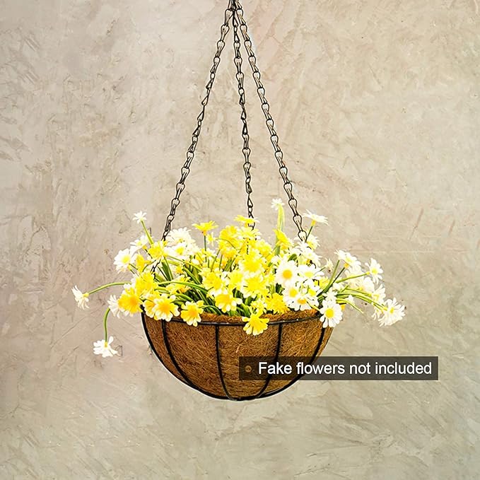 Tosnail 3 Pack 10" Metal Hanging Flower Pots Hanging Planters Plant Basket with Coco Fiber Liners