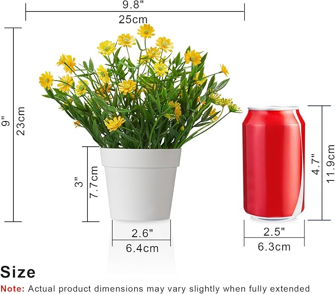 Fake Plants Daisy for Bathroom Decor, Small Potted Artificial Plants Indoor for Shelf Desk Home Bathroom Farmhouse Room Coffee Table Decor, Yellow (Pack of 2)