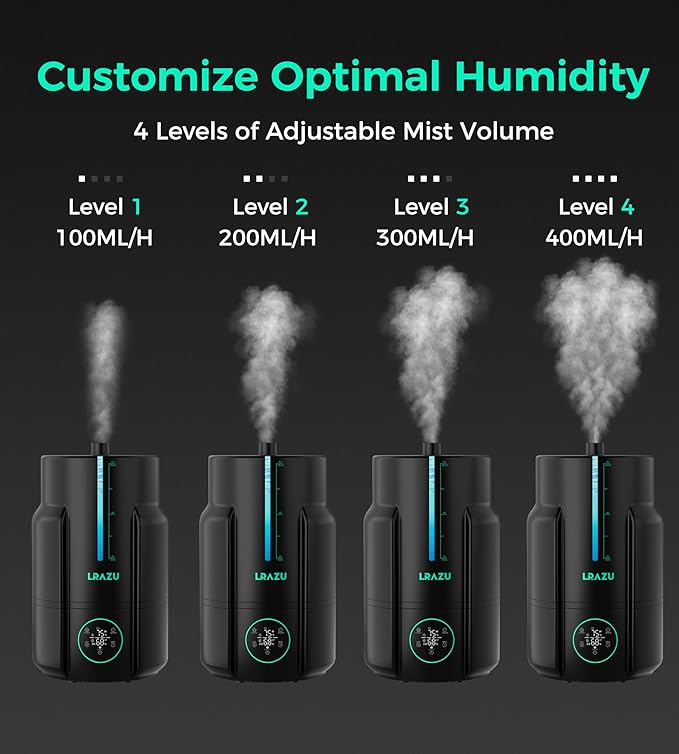 6L/1.6 Gal Reptile Fogger Humidifier, Misting System for Reptiles with Extendable Targeting Hose, 400 mL/h Plants Humidifier with Precise Temp & Humidity Probe for Grow Tent, Greenhouse, Growers