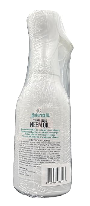 Nature's IQ Cold Pressed Neem Oil w/Spray Mist Technology. Indoor and Outdoor Plant Protection. Twin Pack
