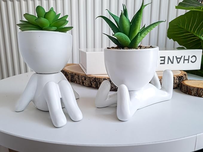 Small Fake Plant Office Decor for Women - Desk Decorations - Cute Office Decor - Office Plants Decor for Wall Shelf - Succulents Fake Plants Home Decor - Office Desk Accessories
