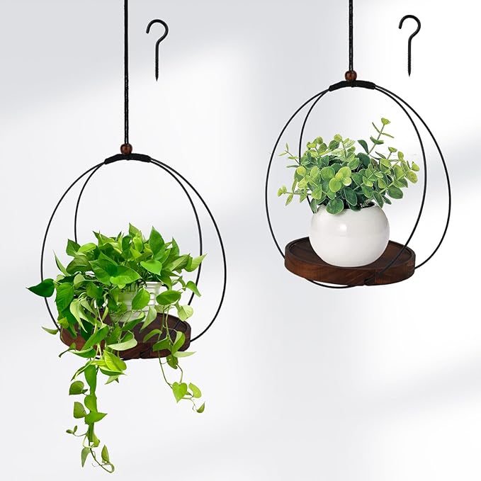 Hanging Planters for Indoor Plants,Black Hanging Plant Holder,Metal Plant Hanger Indoor for Home Garden Office Decor(Pots Not Included)