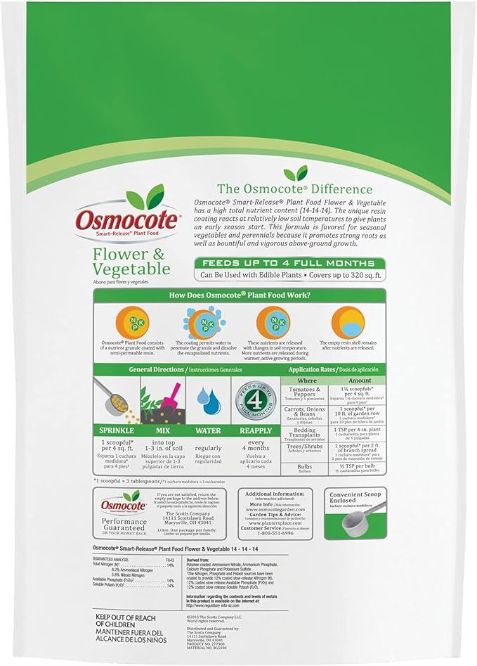 Osmocote Smart-Release Plant Food Flower & Vegetable - Continuous Release Plant Fertilizer for Vegetables and More, 8 lb.