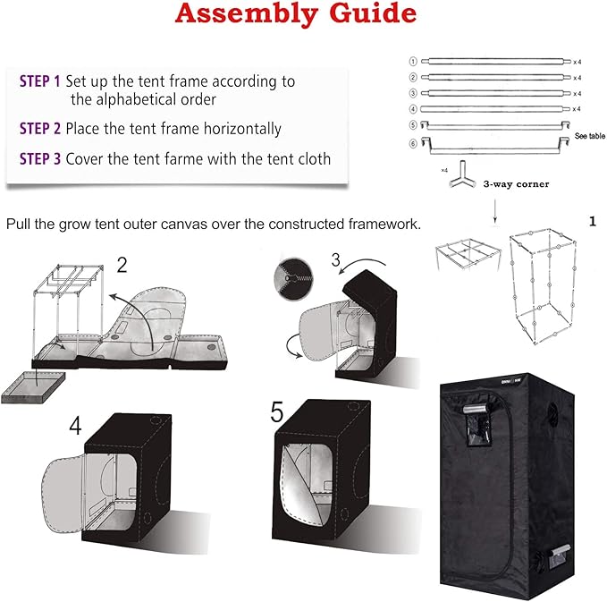 OmniHW Heavy Duty 1680D Grow Tent 48" x 48" x 80", 100% Reflective Mylar Professional Indoor Growing Tents with Observation Window and Removable Floor Tray for Indoor Hydroponic Plant - 4' x 4'