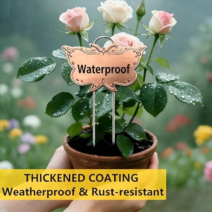 Metal Plant Labels 11in Tall 30 Pack Rose Gold Outdoor Waterproof Garden Label Large Garden Seed Stake Tags for Flowers Fruits and Vegetables