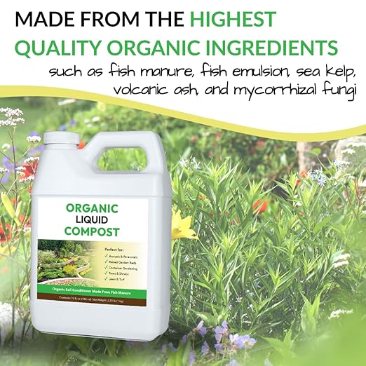 Organic Liquid Compost: Fast-Acting Alternative to Messy and Smelly Composting | Perfect for Brewing Compost Teas (32oz, Treats Up to 5,000 Sq.Feet)