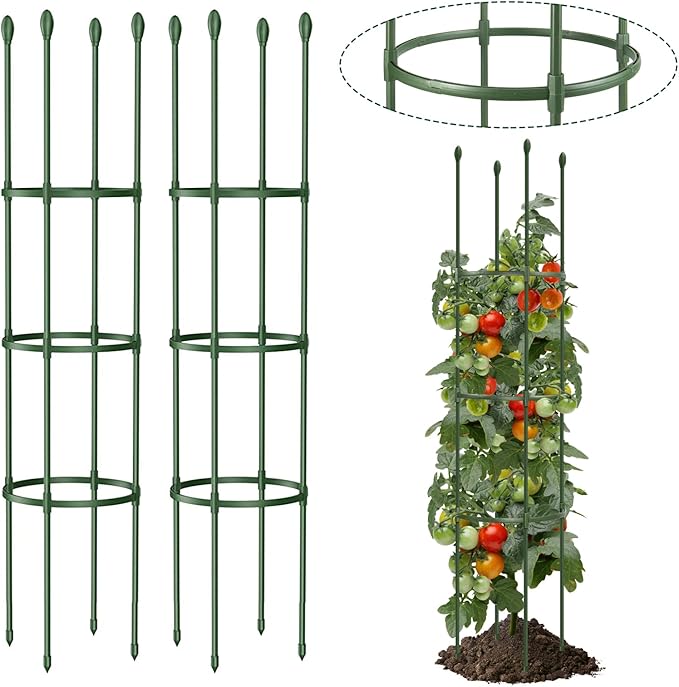 LOMNYIY Garden Trellis, Tomato Cage Tall Plant Support Climbing Vines Flowers Stands Cucumber Trellis Plant cage(Tall 55.1 inches，2 Pack)