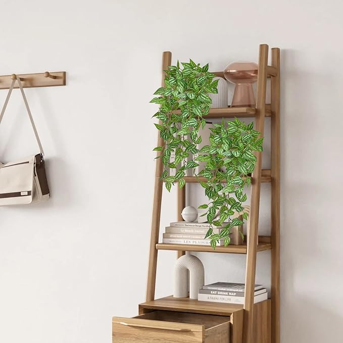 DILATATA Fake Hanging Plants Artificial Hanging Plants 181 Leaves Faux Peperomia Hanging Leaves Plants for Wall Shelf Home Indoor Outdoor Decor - 5 Pack