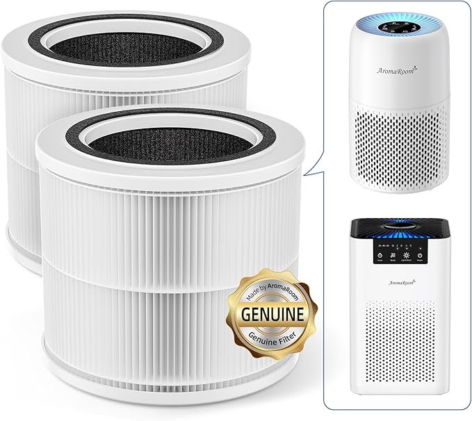 AromaRoom Air Purifier Filter Replacement, Compatible with LEVOIT Core Mini-P, AP100/AP102 Air Purifier, True HEPA H13 Replacement Filter, Replace Part, 2 Packs, AP100-RF，White