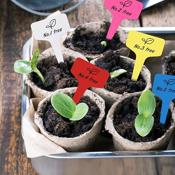 KINGLAKE GARDEN 100 Pcs Plant Labels,Garden Marker Vegetable Gardening Tags,T-Type Garden Seed Stake Tags for Outdoor Indoor Potted Plants with Permanent Marking Pen