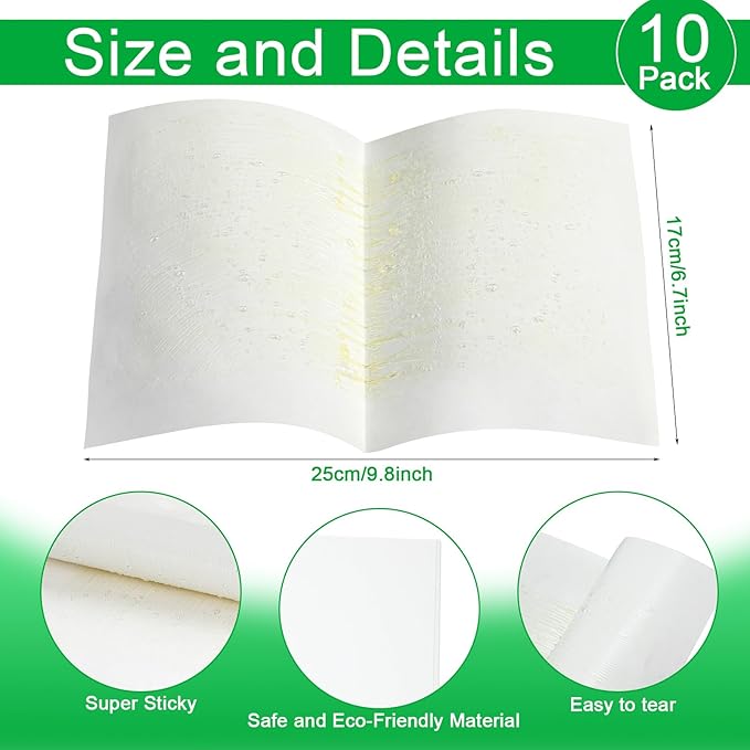 Qualirey 10 Pcs Fly Paper Traps Sticky Adhesive Fly Paper Traps Indoor and Outdoor Fungus Gnat Killer Plants Insect Gnat Catchers Glue Boards for Bug, Whiteflies, Aphids, Pest Control