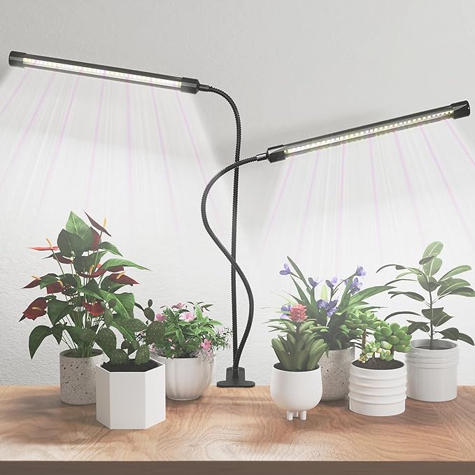 GHodec Grow Light,Full Spectrum White 84 LED Clip Plant Lights for Indoor Plants Growing, 4/8/12H Timer & 5 Dimmable Levels (80W)
