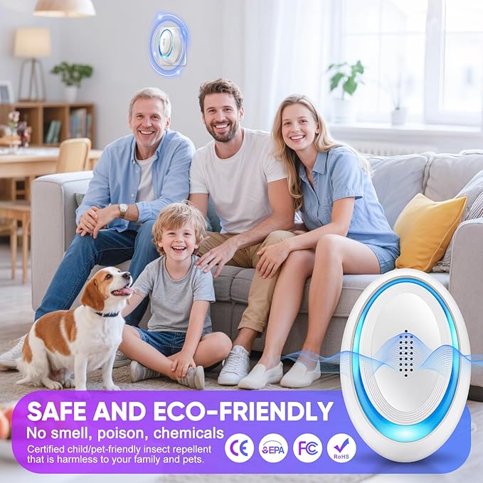 2026 Upgraded Ultrasonic Pest Repeller Indoor, Pest Control Insect Plug in, Mouse Traps Repellent Indoor, Electric Rodent Repellent Plug-in for Roach, Bugs, Ant, Mosquito, Mice, Spider, Rat,6 Pack