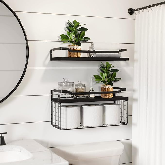 Nubry 2 Pack Fake Plants Artificial Potted Plants with Weaved Pot for Shelf & Table Desk | Perfect for Home Office Bathroom Farmhouse Room Coffee Table Decor 10‘’