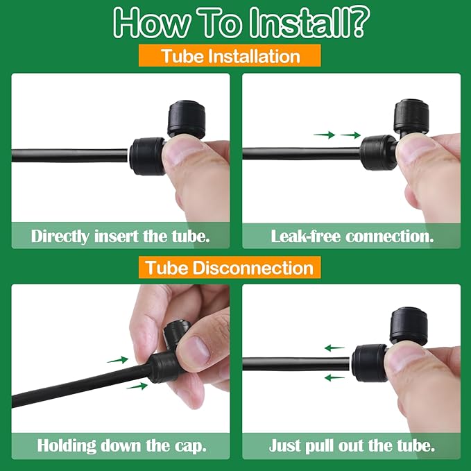 1/4 Inch Drip Irrigation Elbow Fittings, 22 Pieces Push-to-fit Corner 90 Degree Elbow Connectors for 1/4" Irrigation Tubing Leak Free Drip Line Parts for Garden Lawn Irrigation System