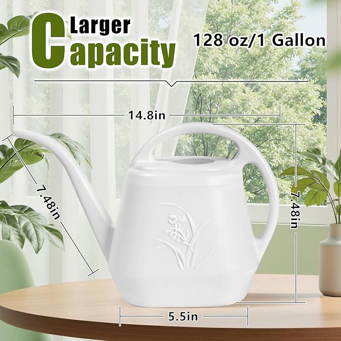 Plastic Watering Can - White Color - 1 Gallon
