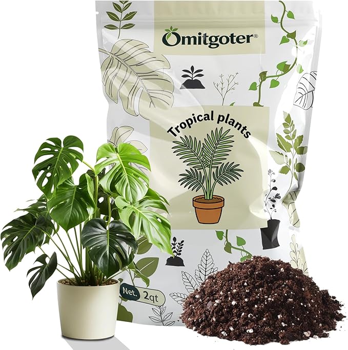 Premium Tropical Potting Mix with Perlite 2qt- Natural Organic Potting Soil for Superior Drainage & Breathability