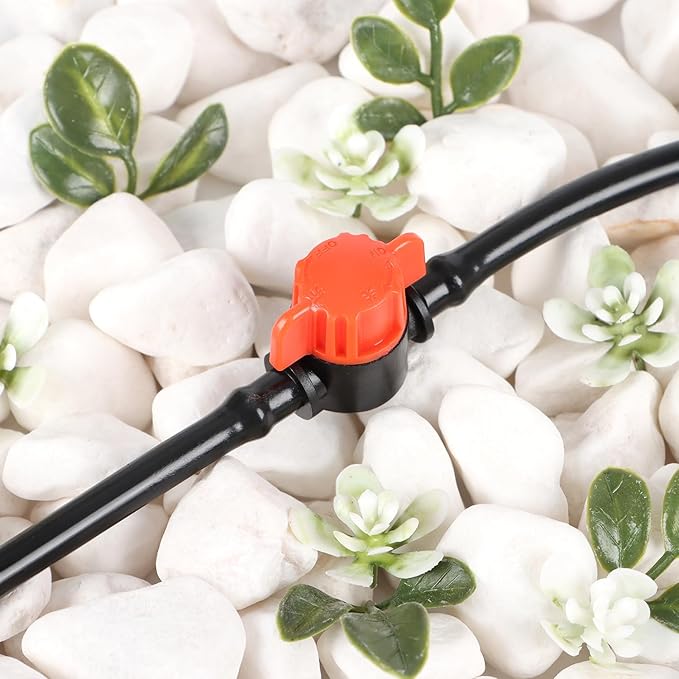 RedChili 30 Pack 1/4" Drip Irrigation Shut Off Valves, in-Line Barbed Ball Valve for 1/4 Inch Drip Irrigation Tubing Anti-Drop Drip Line Water Flow Control Valve Parts for Garden Irrigation System