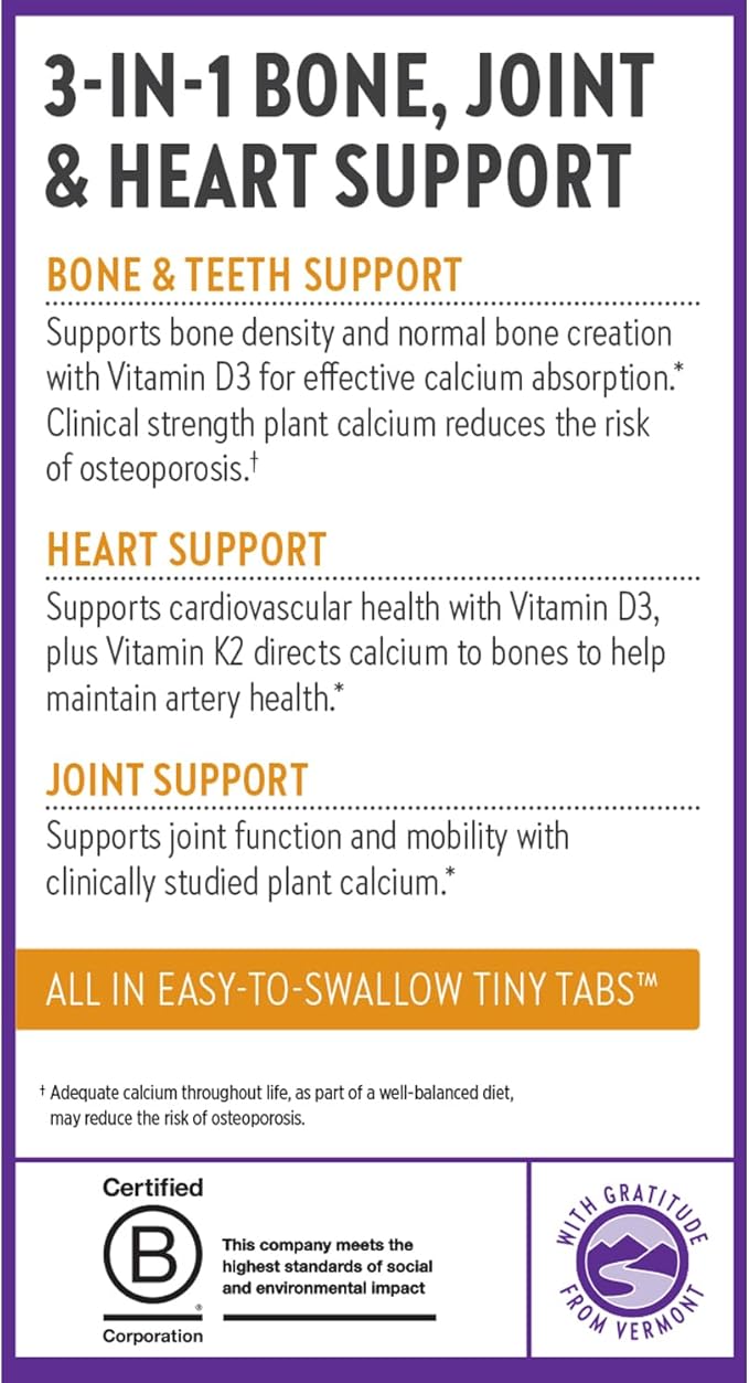 New Chapter Calcium Supplement - Bone Strength Tiny Tabs Plant-Based USDA Organic Calcium with Magnesium, Vitamin D3+K2, for Bone Health & Joint Mobility, Heart Support, 905 mg dose - 120 Tiny Tabs