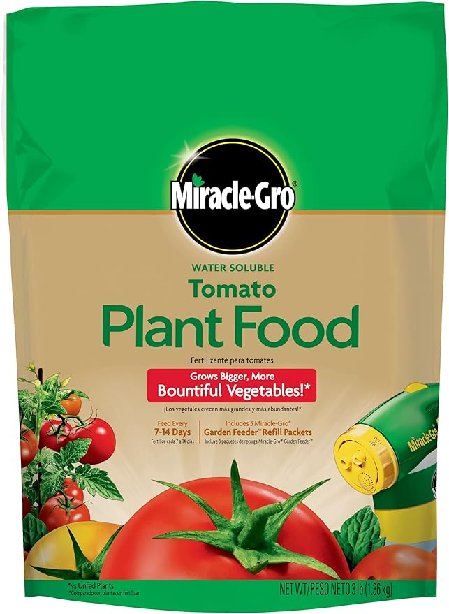 Miracle-Gro Water Soluble Tomato Plant Food - 18-18-21 NPK Fertilizer for Tomatoes and Vegetables, Promotes Bountiful Harvests, Vegetable Plant Fertilizer, 3 lb.