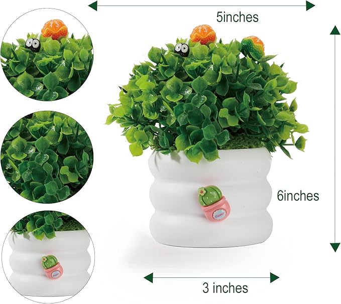 Mini Potted Fake Plants Artificial Plastic Eucalyptus Plants Centerpieces for Table Home Office, Style H