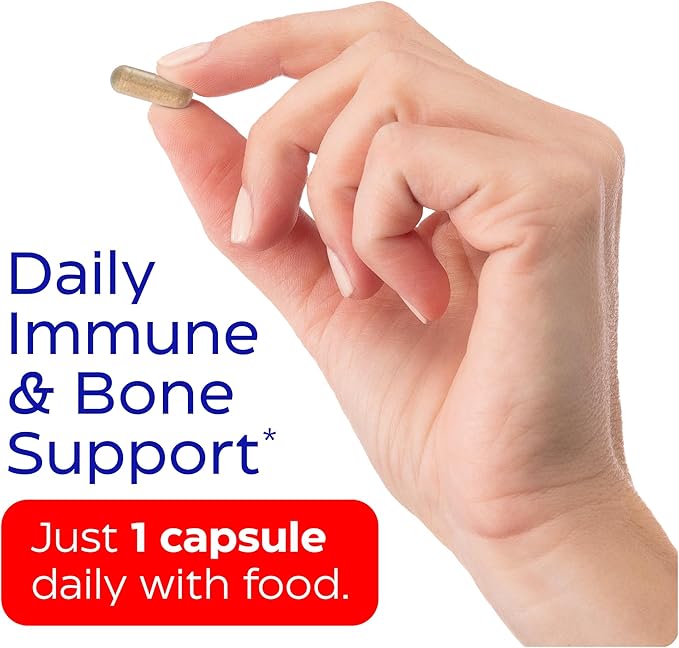 Enzymedica Vitamin D3 K2, 5000 IU Vegan D3 + 90 mcg MK-7, Plant-Based Supplement with Shiitake Mushroom & Prebiotic Fiber for Bone & Immune Support, 60 Capsules